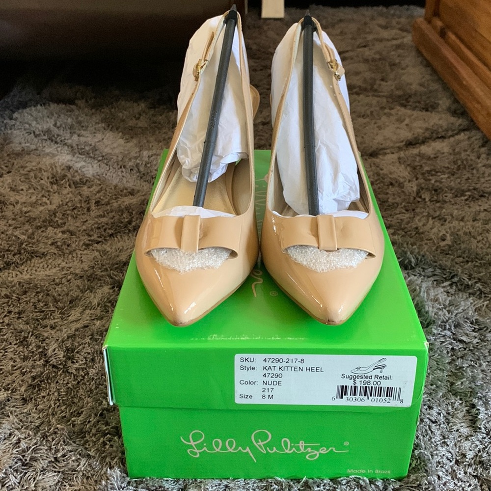 NIB Lilly Pulitzer Kat Kitten Heel Nude 8M